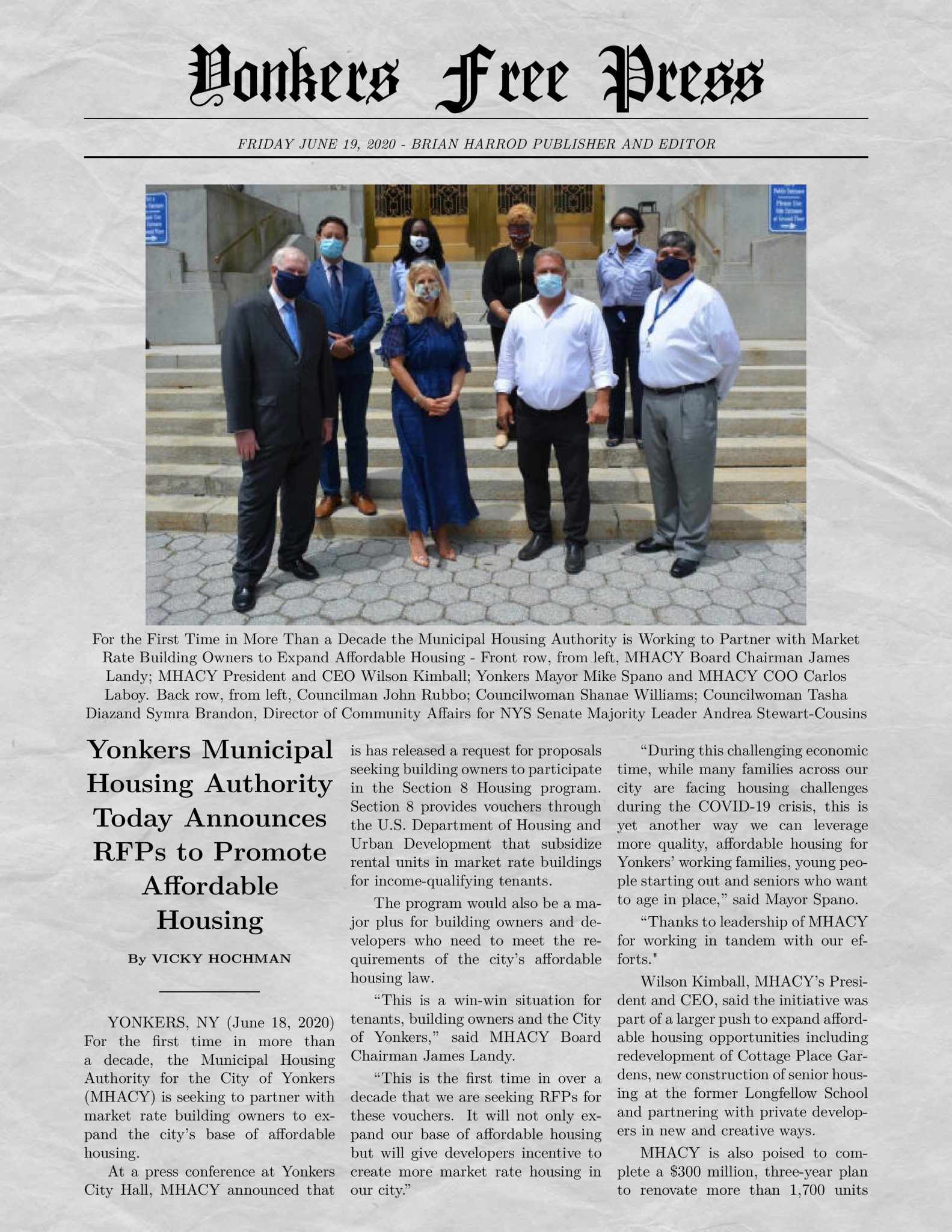 Yonkers Municipal Housing Authority Today Announces RFPs to Promote